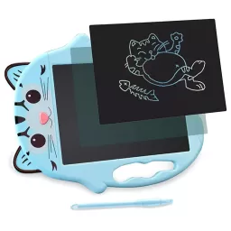 Tableta copii LCD Motanel cu buton de stergere, 23cm, Albastru