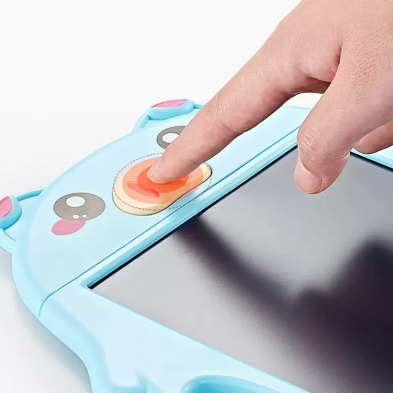 Tableta copii LCD Porcusor cu buton de stergere, 23cm, Albastru