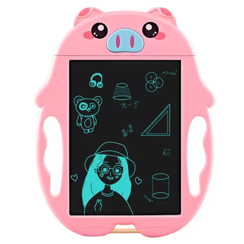 Tableta copii LCD Porcusor cu buton de stergere, 23cm, Roz