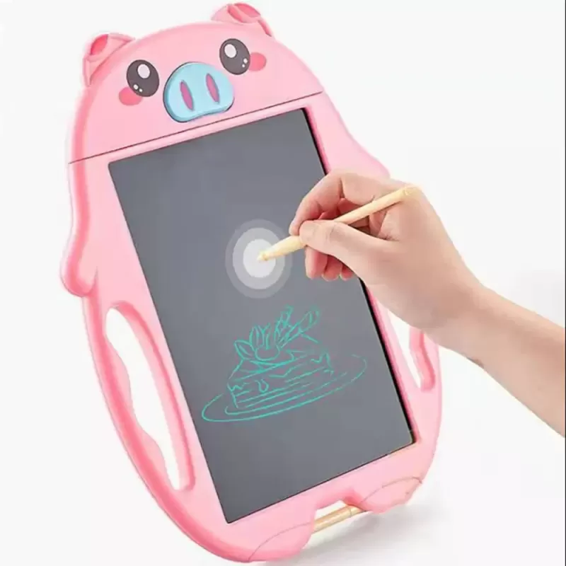 Tableta copii LCD Porcusor cu buton de stergere, 23cm, Roz