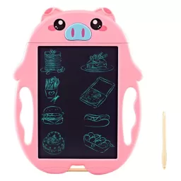 Tableta copii LCD Porcusor cu buton de stergere, 23cm, Roz