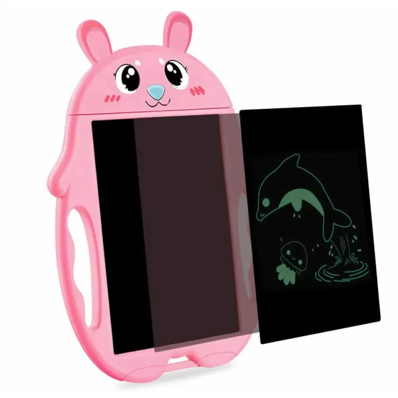 Tableta copii LCD Iepuras cu buton de stergere, 23cm, Roz