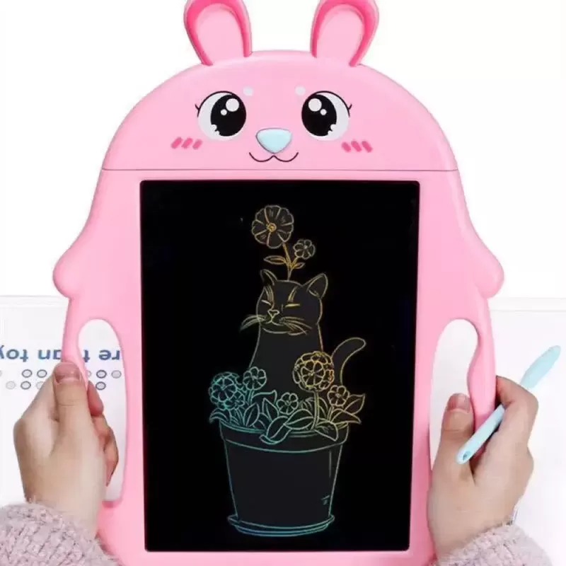 Tableta copii LCD Iepuras cu buton de stergere, 23cm, Roz
