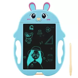 Tableta copii LCD Iepuras cu buton de stergere, 23cm, Albastru