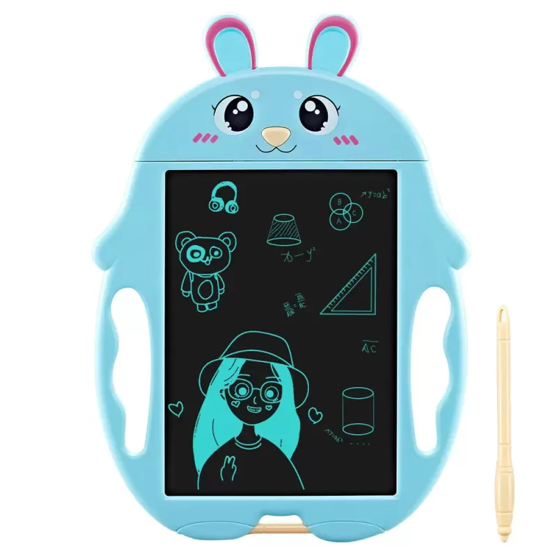 Tableta copii LCD Iepuras cu buton de stergere, 23cm, Albastru