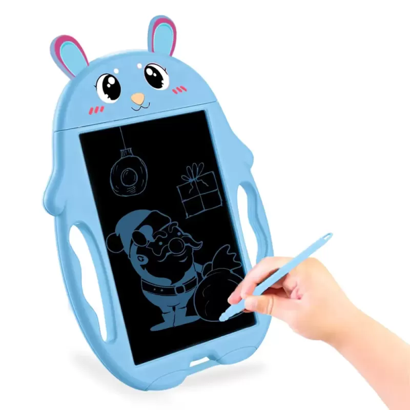 Tableta copii LCD Iepuras cu buton de stergere, 23cm, Albastru