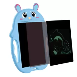 Tableta copii LCD Iepuras cu buton de stergere, 23cm, Albastru
