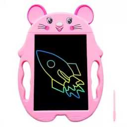 Tableta copii LCD Soricel cu buton de stergere, 23cm, Roz