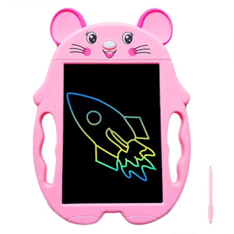 Tableta copii LCD Soricel cu buton de stergere, 23cm, Roz