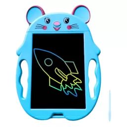 Tableta copii LCD Soricel cu buton de stergere, 23cm, Albastru