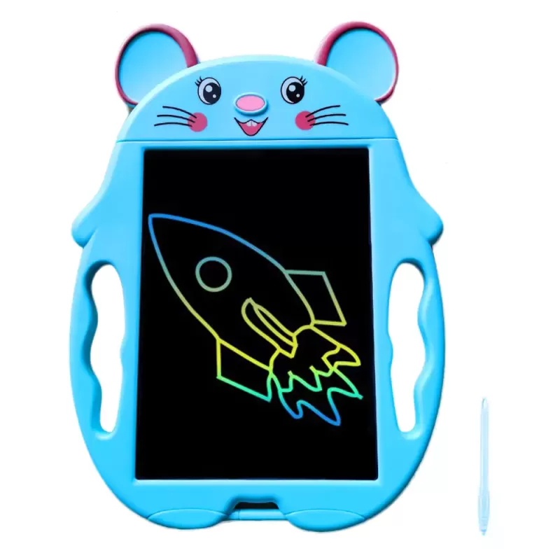 Tableta copii LCD Soricel cu buton de stergere, 23cm, Albastru