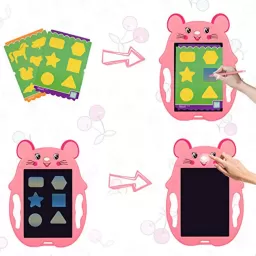 Tableta copii LCD Soricel cu buton de stergere, 23cm, Roz