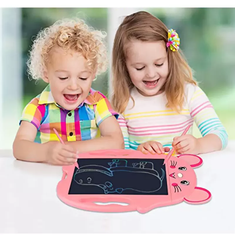 Tableta copii LCD Soricel cu buton de stergere, 23cm, Roz