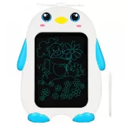 Tableta copii LCD Pinguin cu buton de stergere, 26 x 21 cm, Albastru