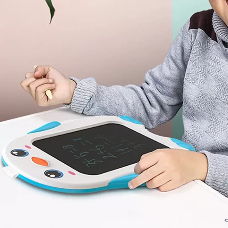 Tableta copii LCD Pinguin cu buton de stergere, 26 x 21 cm, Albastru