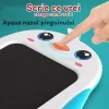 Tableta copii LCD Pinguin cu buton de stergere, 26 x 21 cm, Albastru