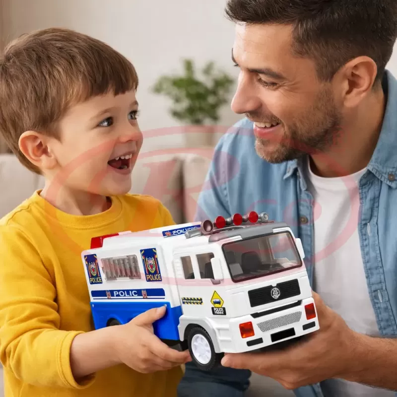 Masina de politie de jucarie, interactiva, cu sunete si lumini, 27 x 13 x 9 cm