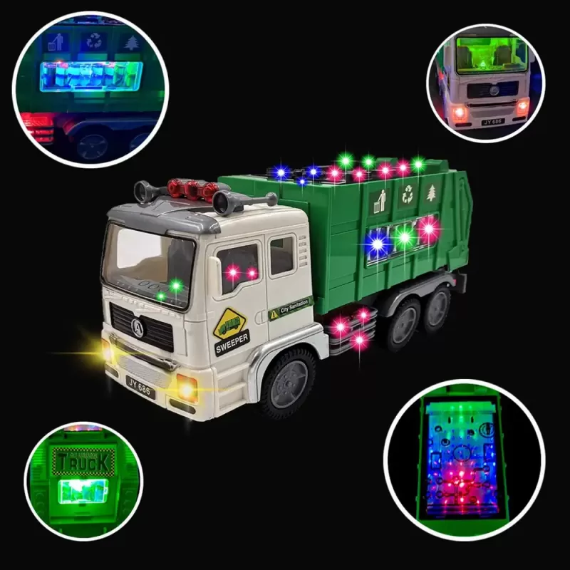 Masina de gunoi de jucarie, interactiva, cu sunete si lumini, 27 x 13 x 9 cm