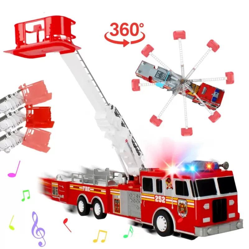 Masina de Pompieri Mare – Scara Extensibila, Lumini si Sunete Realiste, 63 cm