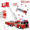 Masina de Pompieri RCO cu Scara Rotativa 360°, Lumini, Sunete si Lungime 63 cm, 3+ Ani