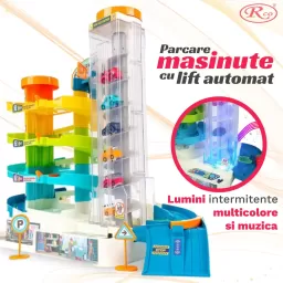 Parcare Interactiva cu 6 mini masinute, Lift Automat si Piste Spirale