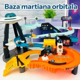Circuit Interactiv cu Parcare “Mars Base Orbit” – Pista Spatiala cu Lumini, Sunete, Lift Electric si 4 Masinute