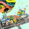 Set 2 in 1, Parcare Interactiva cu Lift Automat, Piste Spirale si 6 Mini Masinute – Jucarie Educativa cu Lumini si Sunete