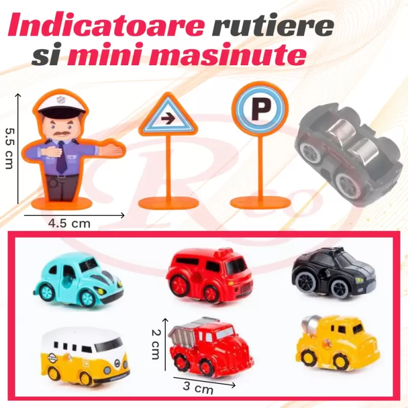 Set 2 in 1, Parcare Interactiva cu Lift Automat, Piste Spirale si 6 Mini Masinute – Jucarie Educativa cu Lumini si Sunete