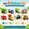 Set 8 Masinute RCO pentru Copii, Vehicule Colorate cu Elemente Mobile, Fara Baterii, 3+ Ani