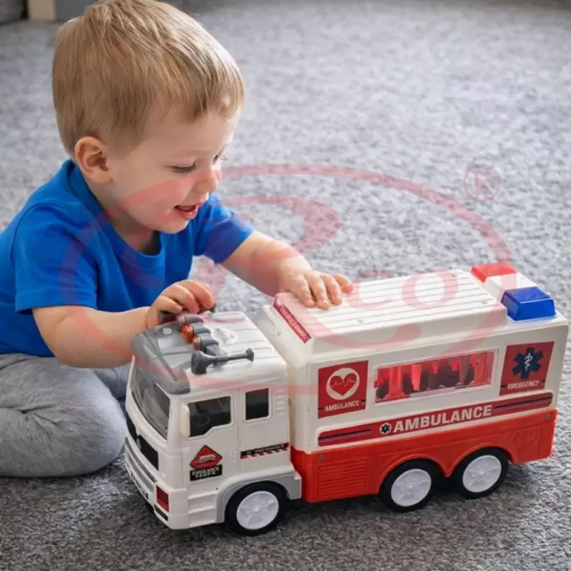 Ambulanta de jucarie, interactiva, cu sunete si lumini, 27 x 13 x 9 cm