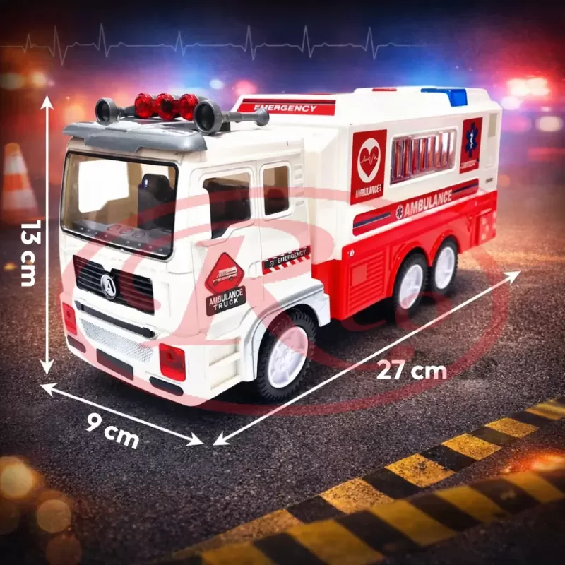 Ambulanta de jucarie, interactiva, cu sunete si lumini, 27 x 13 x 9 cm