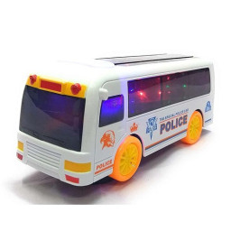 Autobuz de politie de jucarie, interactiv, cu sunete si lumini, 19 x 9 x 7.5 cm