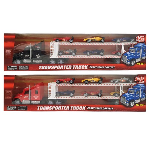 Jucarie – Camion de transport cu masinute Formula 1, 6 buc