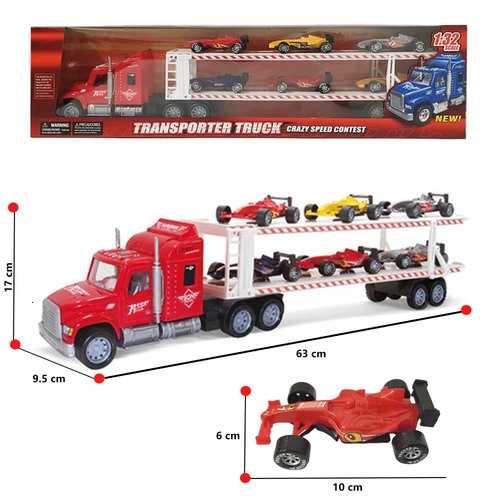 Jucarie – Camion de transport cu masinute Formula 1, 6 buc
