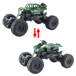 Masinuta Rock Crawler Off-Road 2 in 1 cu caroserie interschimbabila, telecomanda, 2.4 Ghz, suspensii, lumini, amortizoare, 1:18
