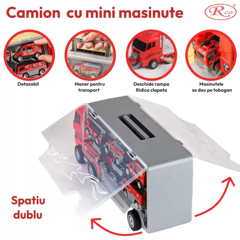 Camion de jucarie pompieri, pentru misiuni de salvare si detalii realistice