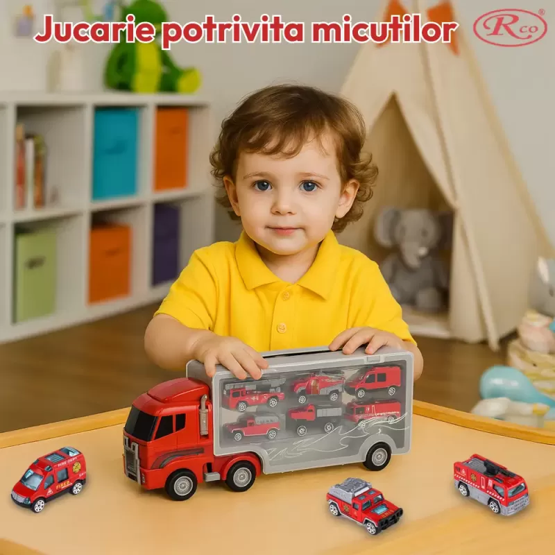 Camion de jucarie pompieri, pentru misiuni de salvare si detalii realistice