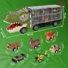 Camion cu 7 piese, cap T-Rex de jucarie, dinozauri cu lumini, sunete si detalii realistice