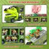 Camion cu 15 piese, cap T-Rex de jucarie, dinozauri cu lumini, sunete si detalii realistice