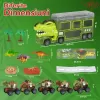 Camion cu 15 piese, cap T-Rex de jucarie, dinozauri cu lumini, sunete si detalii realistice