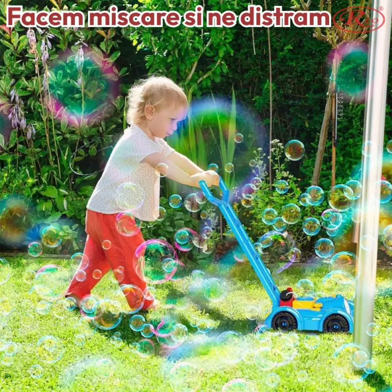 Masinuta de Tuns Iarba cu Functie Bubble Maker, 43 x 44 x 19 cm, 3+ Ani