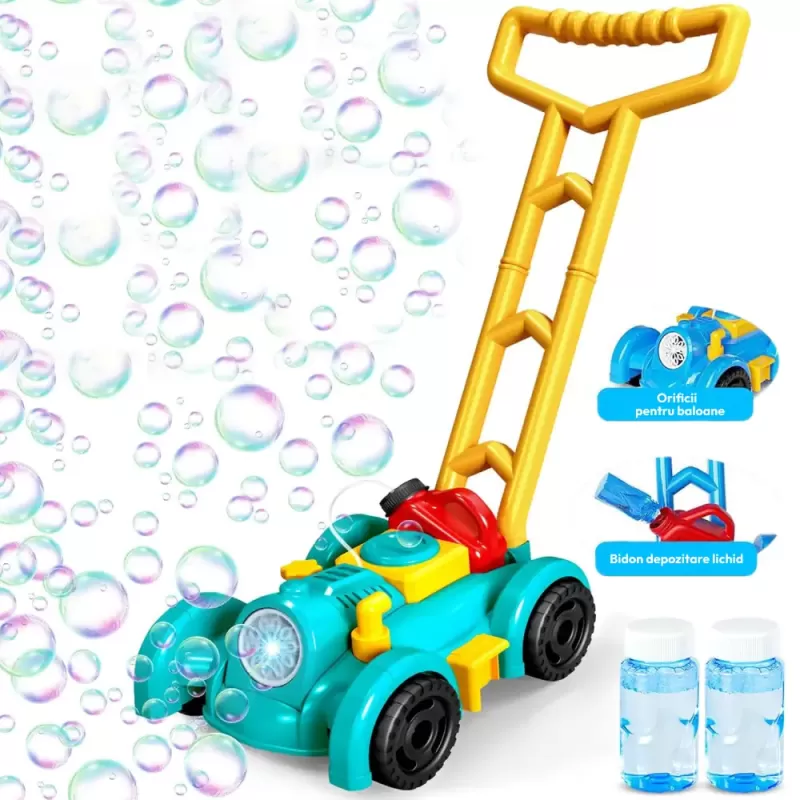 Masinuta de Tuns Iarba cu Functie Bubble Maker, 43 x 44 x 19 cm, 3+ Ani