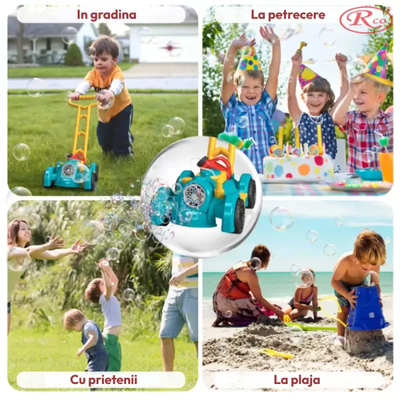 Masinuta de Tuns Iarba cu Functie Bubble Maker, 43 x 44 x 19 cm, 3+ Ani