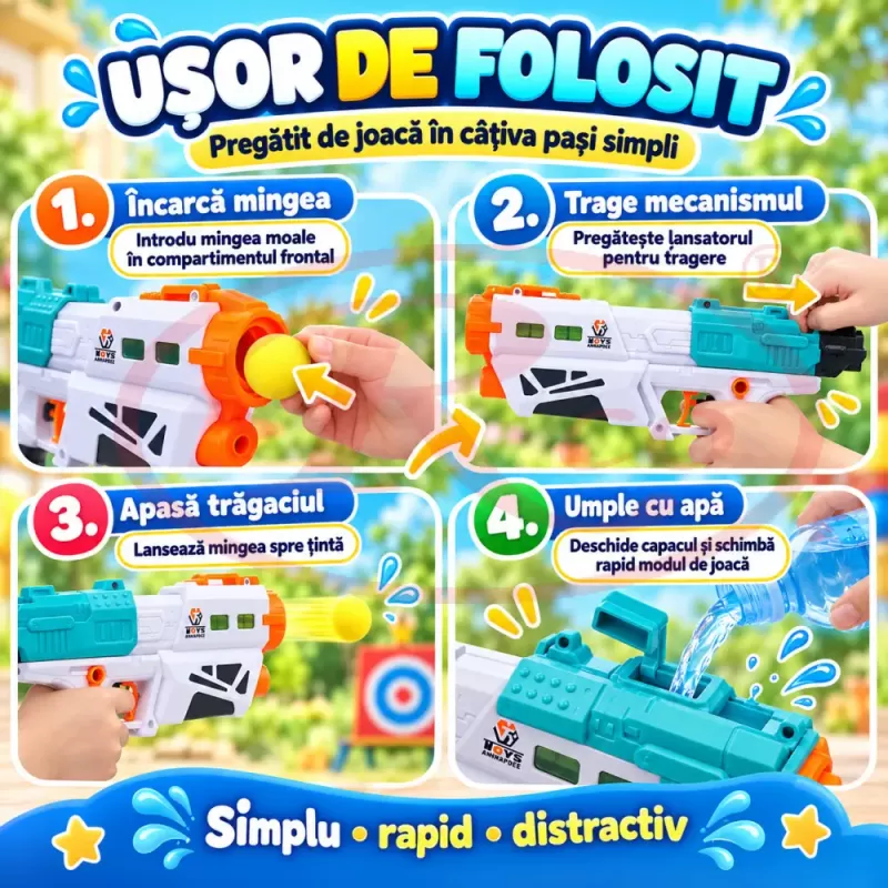 Set cu mingi din spuma si mini popice pentru interior si exterior