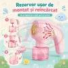 Generator de baloane de sapun transparente si multicolore cu ventilator portabil cu 20 de orificii