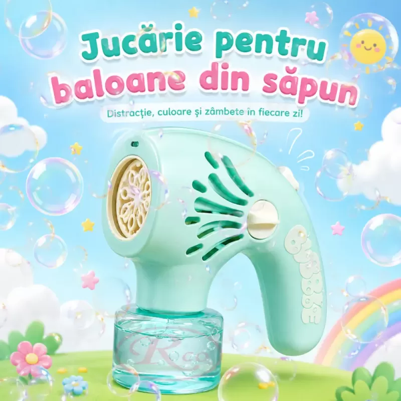 Generator de baloane de sapun cu ventilator portabil, unicorn decorativ si 20 de orificii