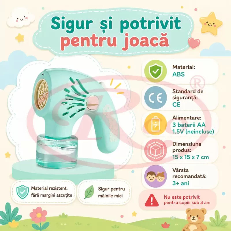Generator de baloane de sapun cu ventilator portabil, unicorn decorativ si 20 de orificii
