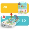 Jucarie educativa si interactiva STEM, set de constructie puzzle din ABS cu bormasina pentru inginerie 2D si 3D cu 237 piese, carcasa portabila, +3