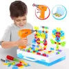 Jucarie educativa si interactiva STEM, set de constructie puzzle din ABS cu bormasina pentru inginerie 2D si 3D cu 237 piese, carcasa portabila, +3