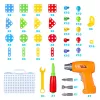 Jucarie educativa si interactiva STEM, set de constructie puzzle din ABS cu bormasina pentru inginerie 2D si 3D cu 237 piese, carcasa portabila, +3